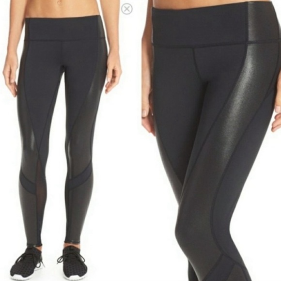 Zella Lived In Panel Coated Leggings Black Mesh Large - Picture 15 of 16